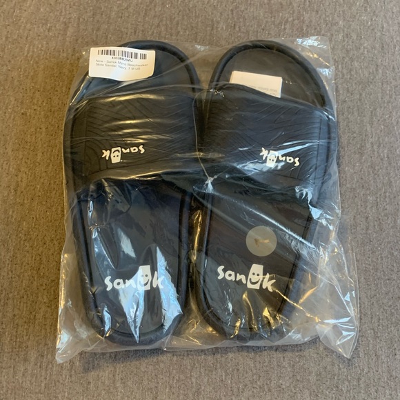 Sanuk Men’s Beachwalker Slides in Navy - Picture 4 of 5